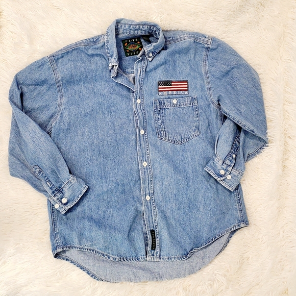 camp david Other - Vintage Camp David America Button Down Denim Shirt L